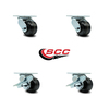 Service Caster 3.25 Inch Phenolic Swivel Caster Set with Ball Bearings 2 Brakes SCC-30CS3420-PHB-2-SLB-2